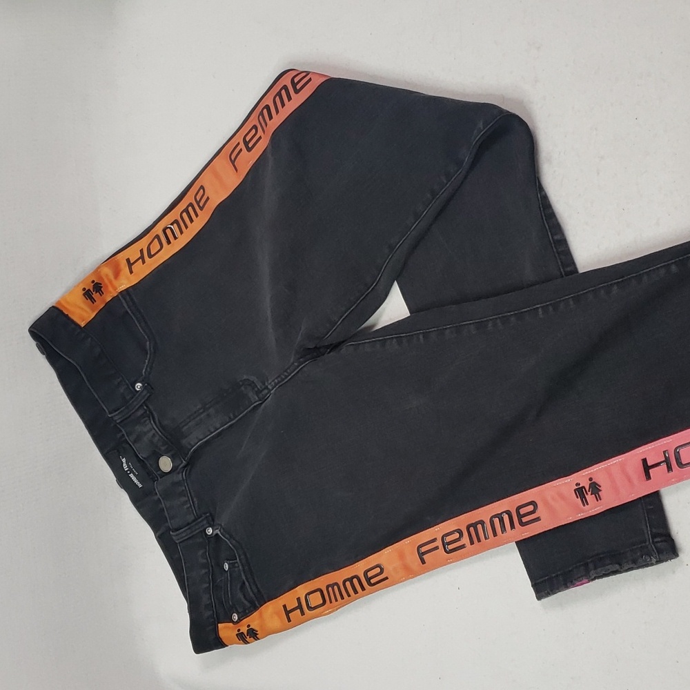 Homme + Femme Slim Fit Jeans in Black - Unisex Size 36 Waist/ 30 Inseam - Picture 12 of 12